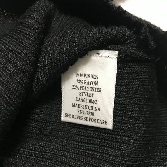 Crave Fame black knit ribbed top mock neck mesh long sleeve top size XS - Picture 8 of 8